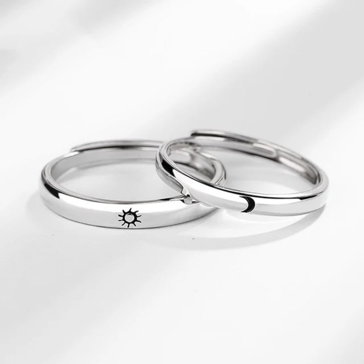 GENERICO - Anillos parejas sol y luna ajustables amor ilusion