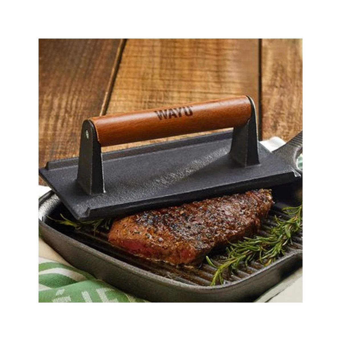 GENERICO - Prensa Para Hamburguesas Y Carne Wayu Iron Cast Prensa.