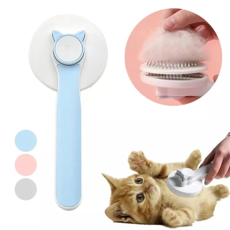 GENERICO - Cepillo Pelo Gato Perro Mascota Con Boton Limpieza Celeste