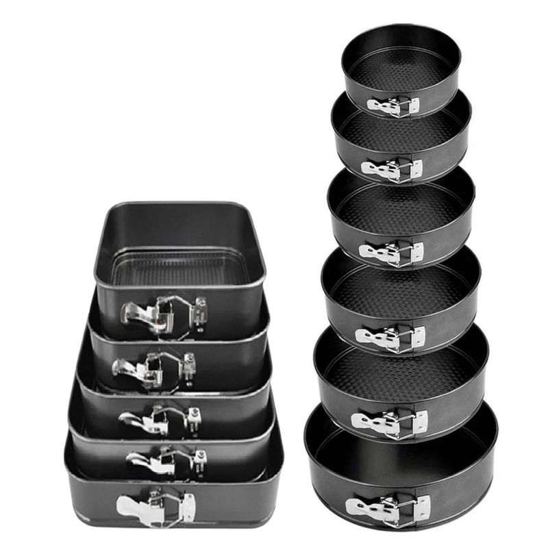 GENERICO - Set 11 Moldes Torta Antiadherente Cuadrado Circular