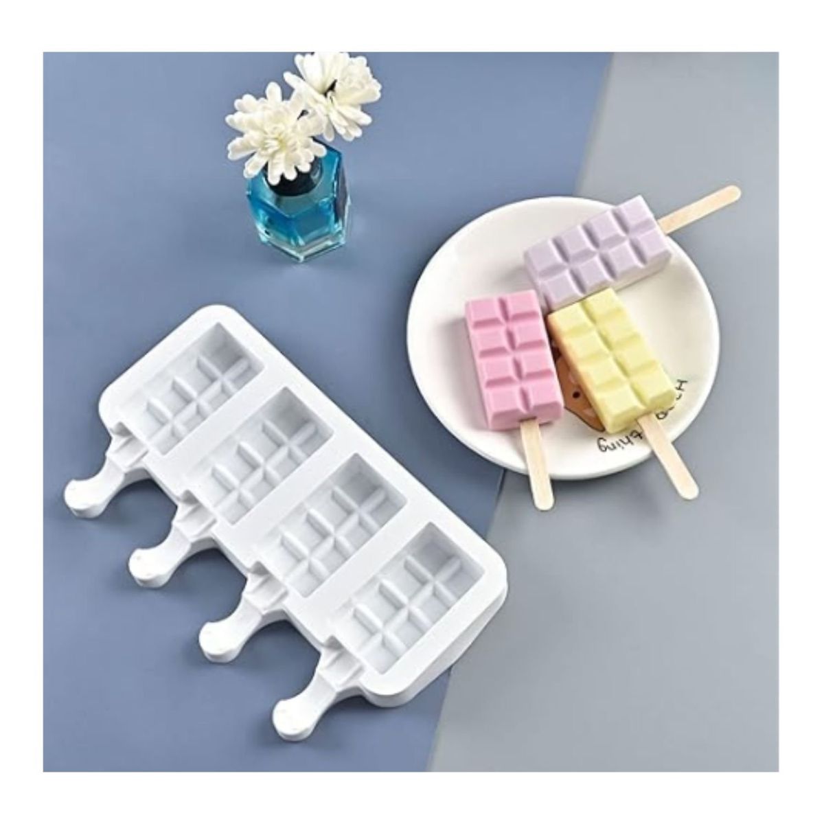 GENERICO - Molde De Silicona Para Helados De Mini Paletas 4 Unidades.