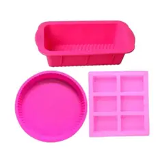 GENERICO - Pack 3 Moldes De Silicona Para Hornear Tarta Pan Rectangular