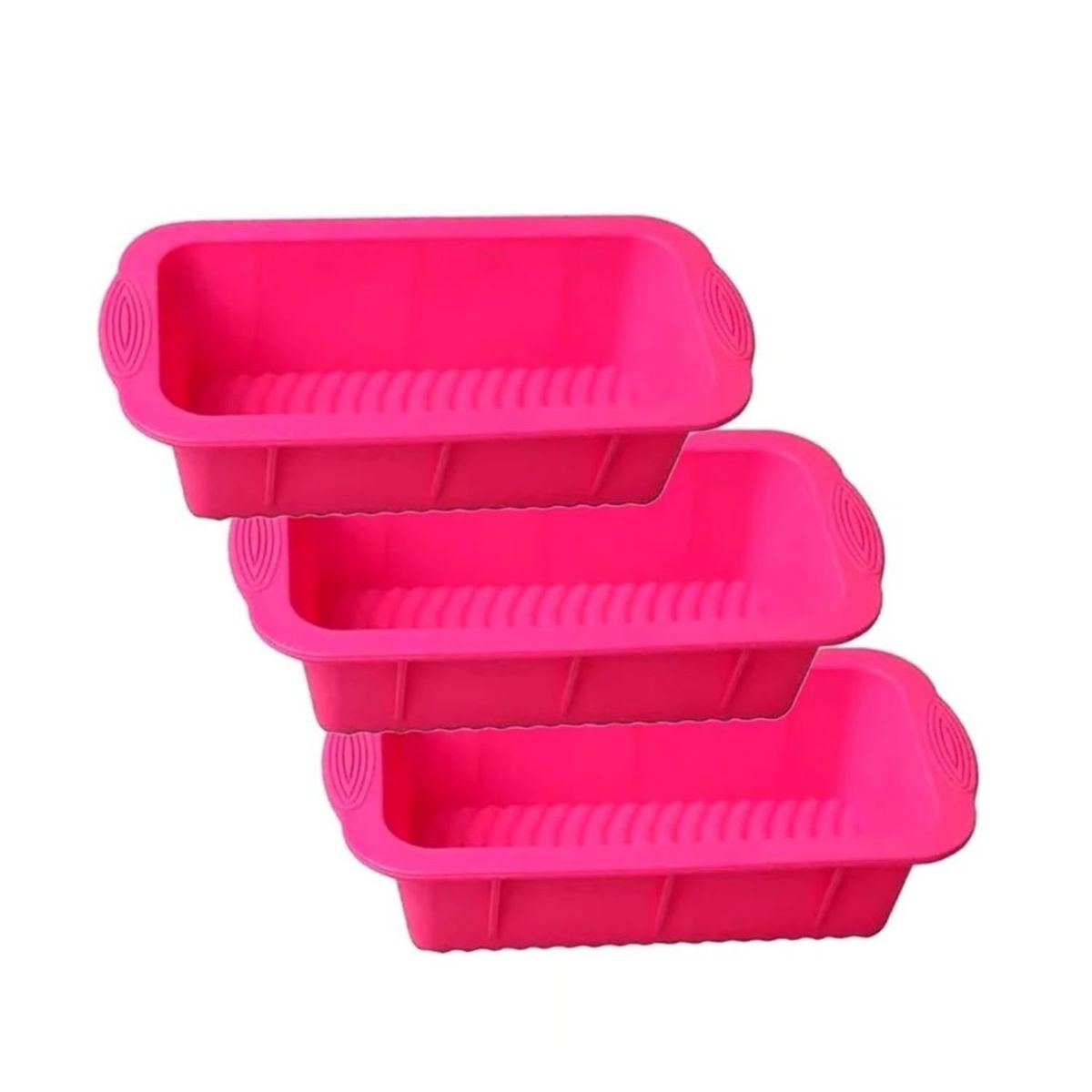 GENERICO - Pack 3 Moldes De Silicona Para Hornear Pan Rectangular