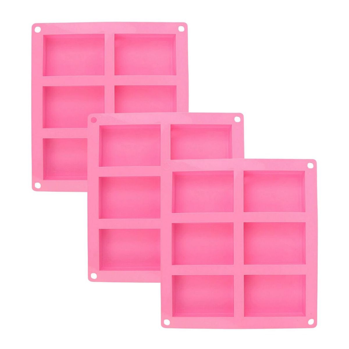 GENERICO - Pack 3 Molde De Silicona Para Jabon Rectangular 6 Divisiones