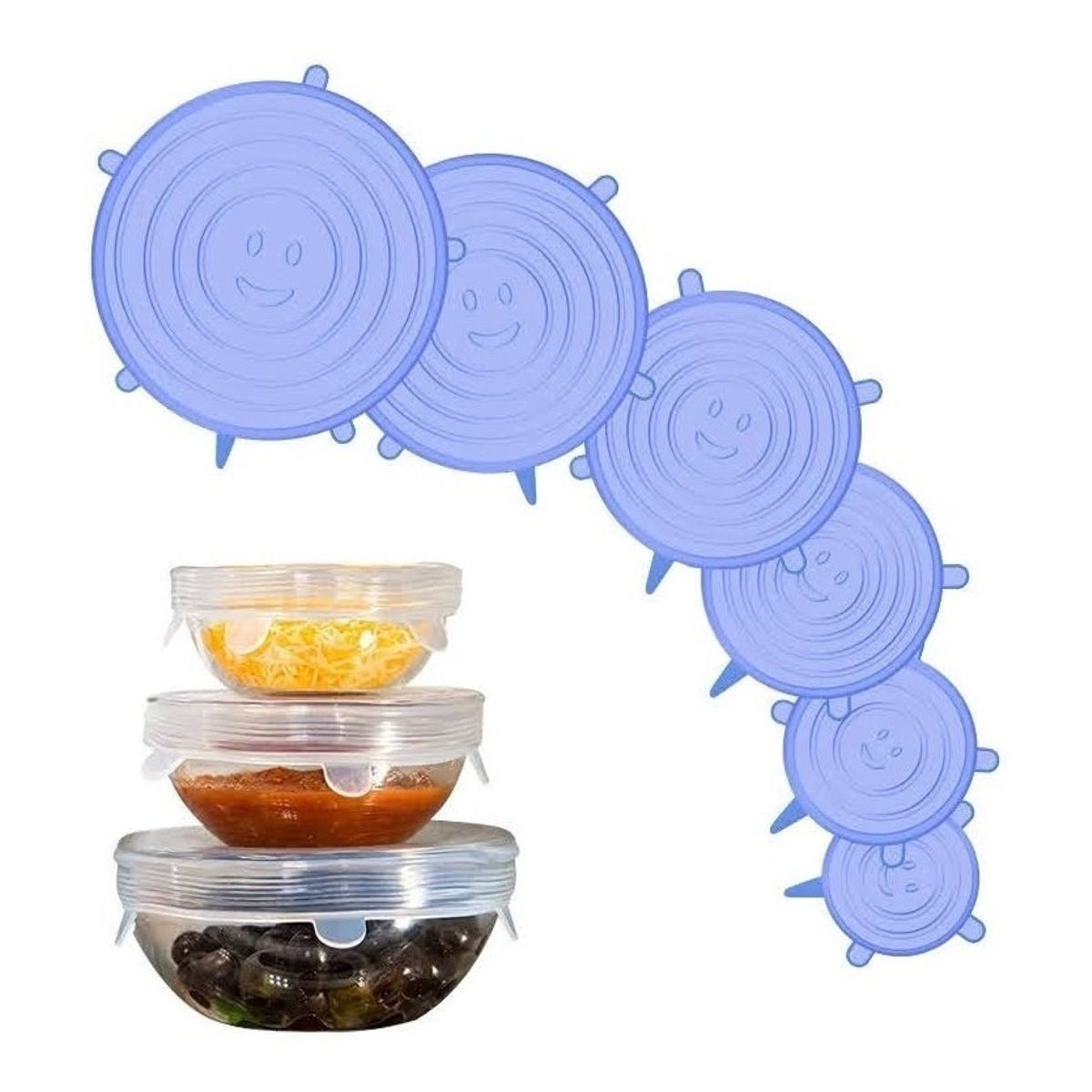 GENERICO - Set 6 Tapas Silicona Extensible Anti Escurrimientos Sellado..