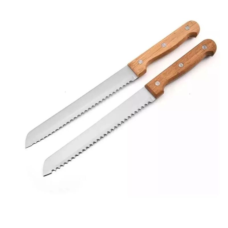 GENERICO - Pack X2 Cuchillo Para Pan De Sierra Cuchillo De Torta Queque