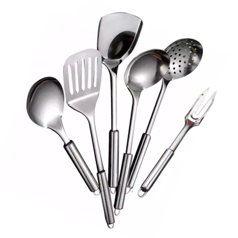 GENERICO - Set Utensilios De Cocina Acero Inoxidable X6 Unidades