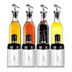 GENERICO - 2 Botellas Dispensadoras De Aceite Mas 3 Especieros Cocina.