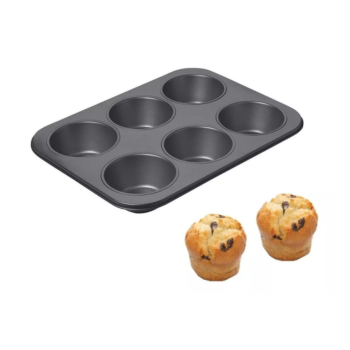 GENERICO - Molde Cupcake 6 Muffins Queque Antiadherente Repostería.