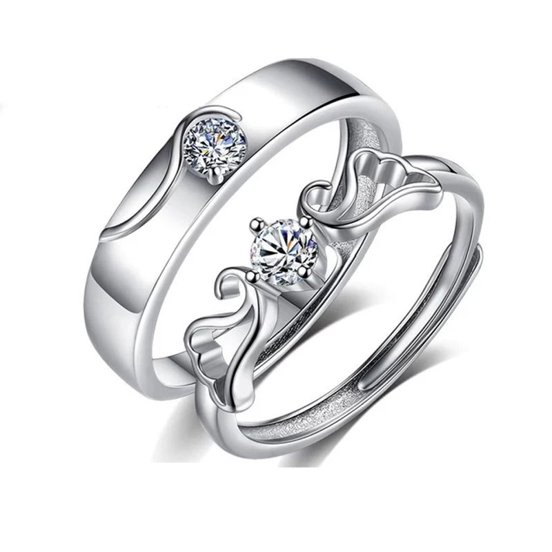 GENERICO - Anillos parejas ajustables amor ilusiones de plata 925