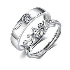 GENERICO - Anillos parejas ajustables amor ilusiones de plata 925