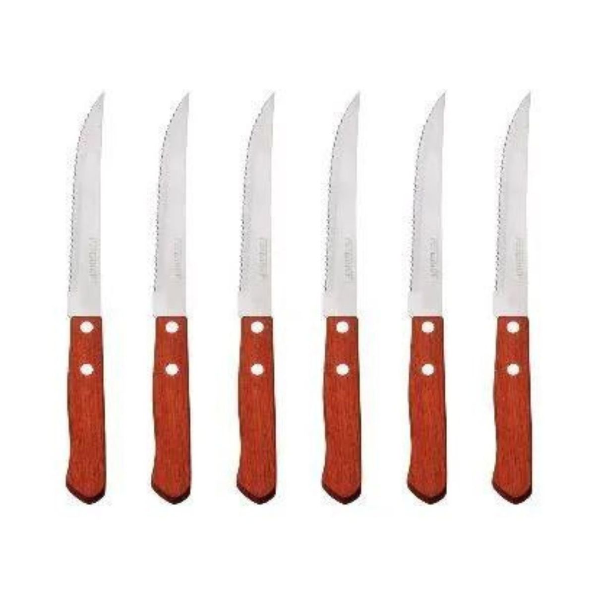 GENERICO - Cuchillos Acero Inoxidable Cubiertos Madera Asado Pack X6