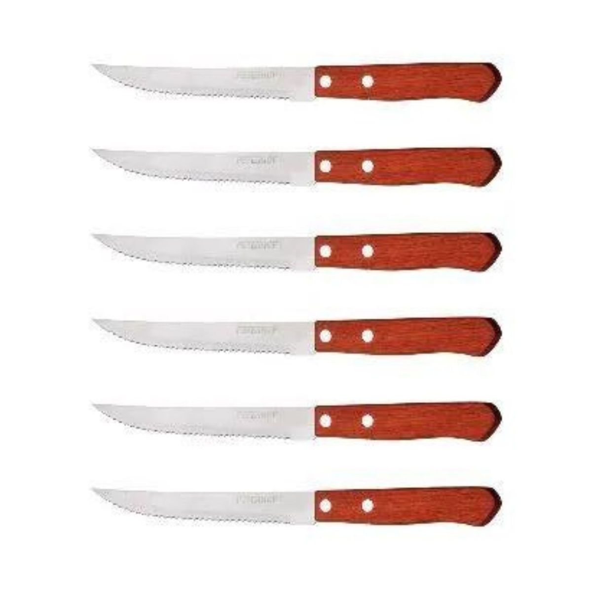 GENERICO - Cuchillos Acero Inoxidable Cubiertos Madera Asado Pack X6