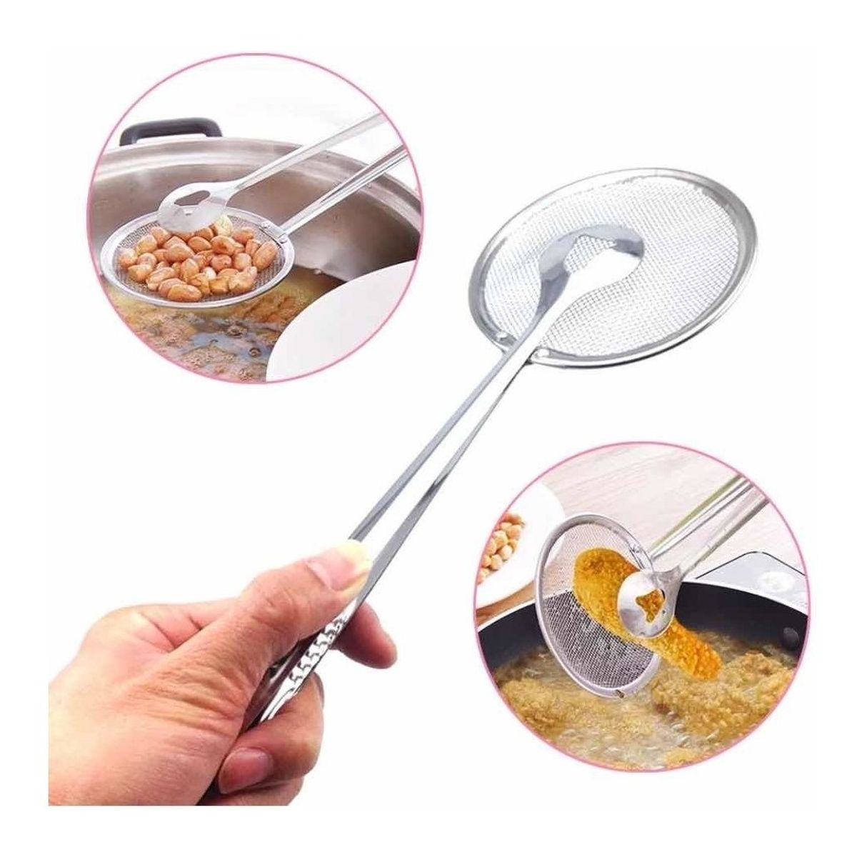 GENERICO - Colador De Aceite Gancho Para Freír Comida Acero Inoxidable.