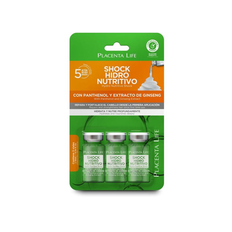 PLACENTA LIFE - Ampolla Shock Hidro Nutritivo Placenta Life 10 mL, blister x 3u.-