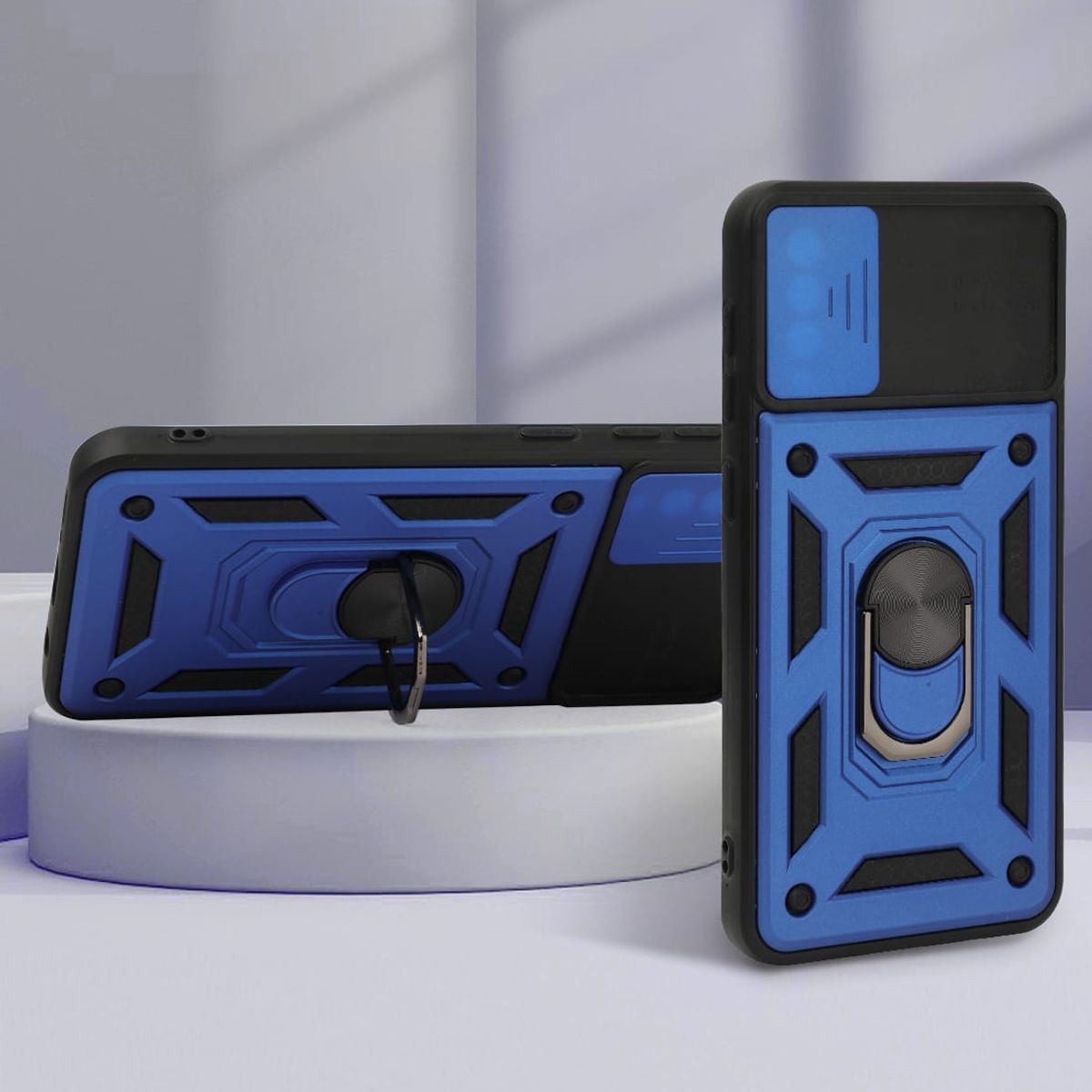 GENERICO - CARCASA PARA SAMSUNG A32 5G AZUL ANTIGOLPE ANILLO CUBRE CAMARA