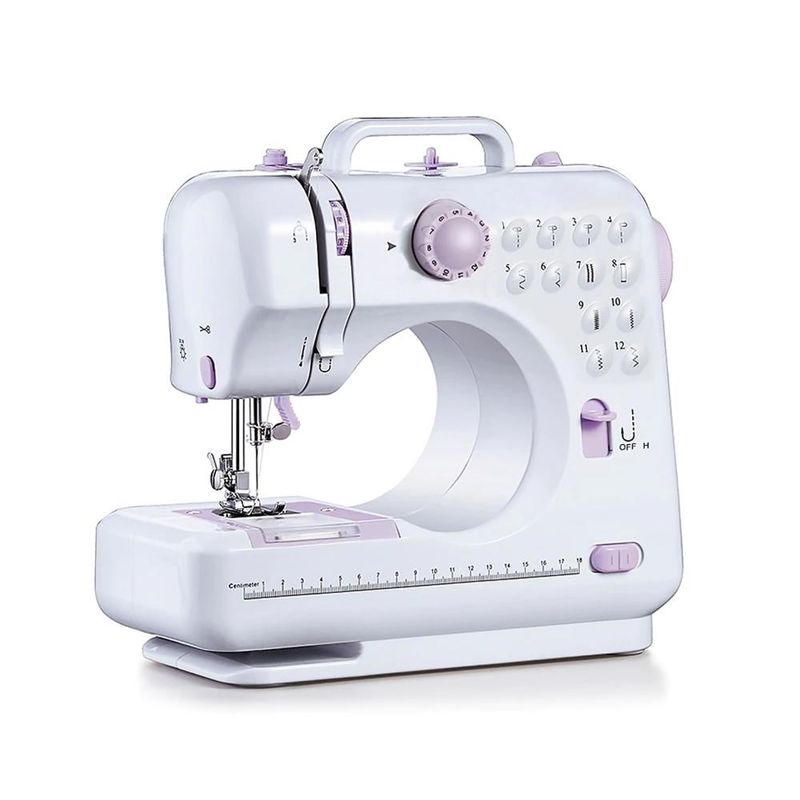 DETODOYMAS - Máquina Coser Overlock Portátil Pedal Eléctrica 12 Puntos - Blanco