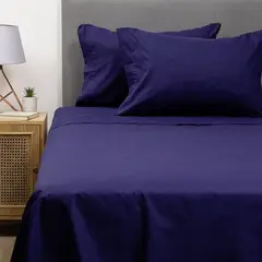 ARTHOME - PACK 2 SABANAS AZUL + BLANCO 144 HILOS