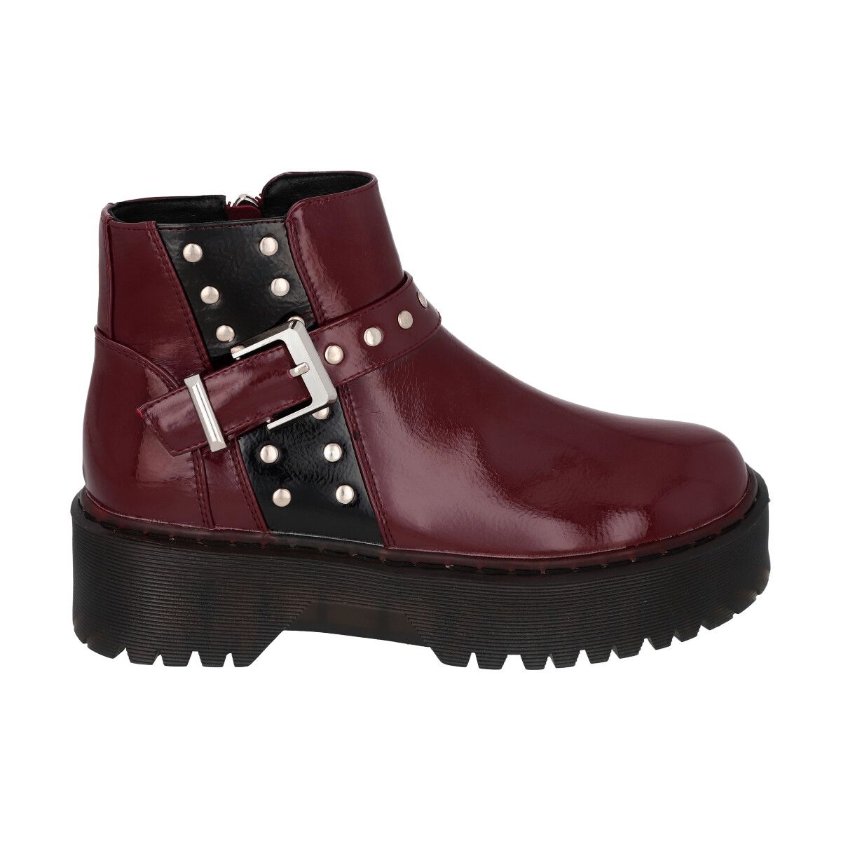 POLICE - Botin Casual Mujer Burdeo Plataforma Rob 53 Police