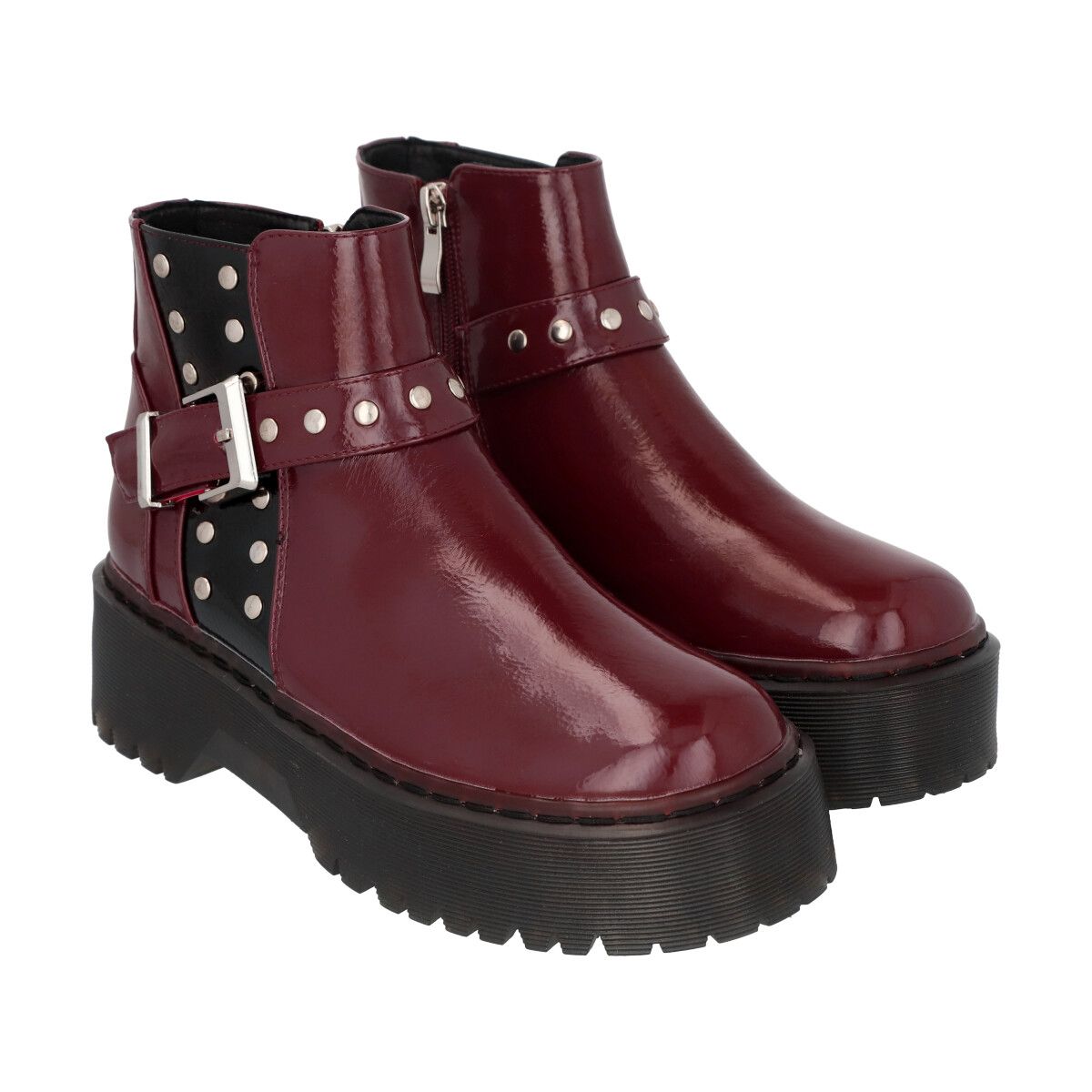 POLICE - Botin Casual Mujer Burdeo Plataforma Rob 53 Police
