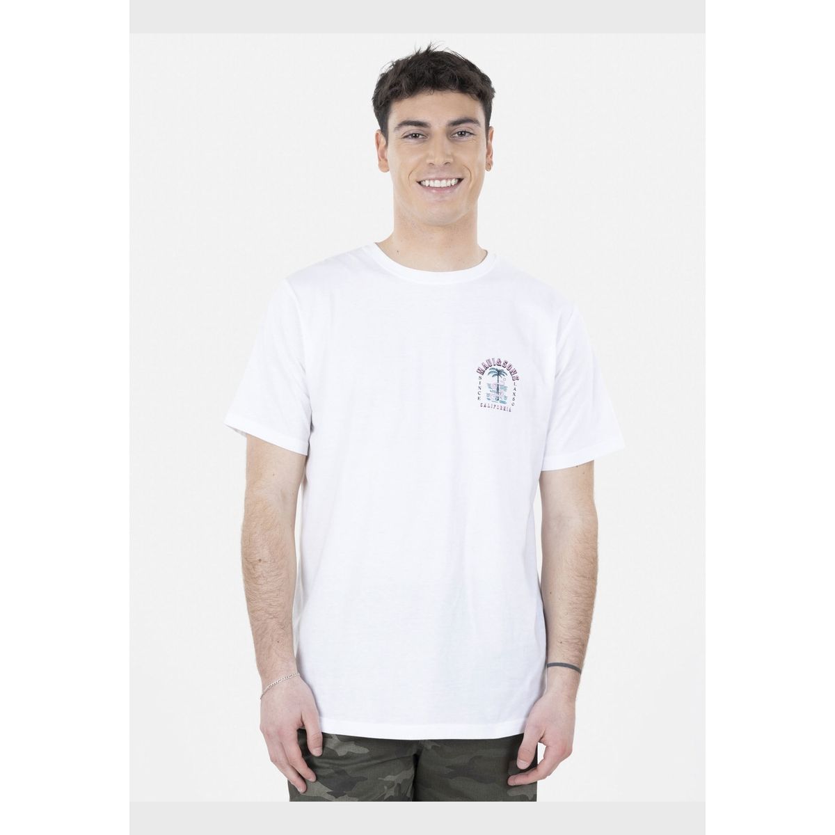 MAUI AND SONS - Polera SNAKE & PALM Hombre Blanco Maui and Sons