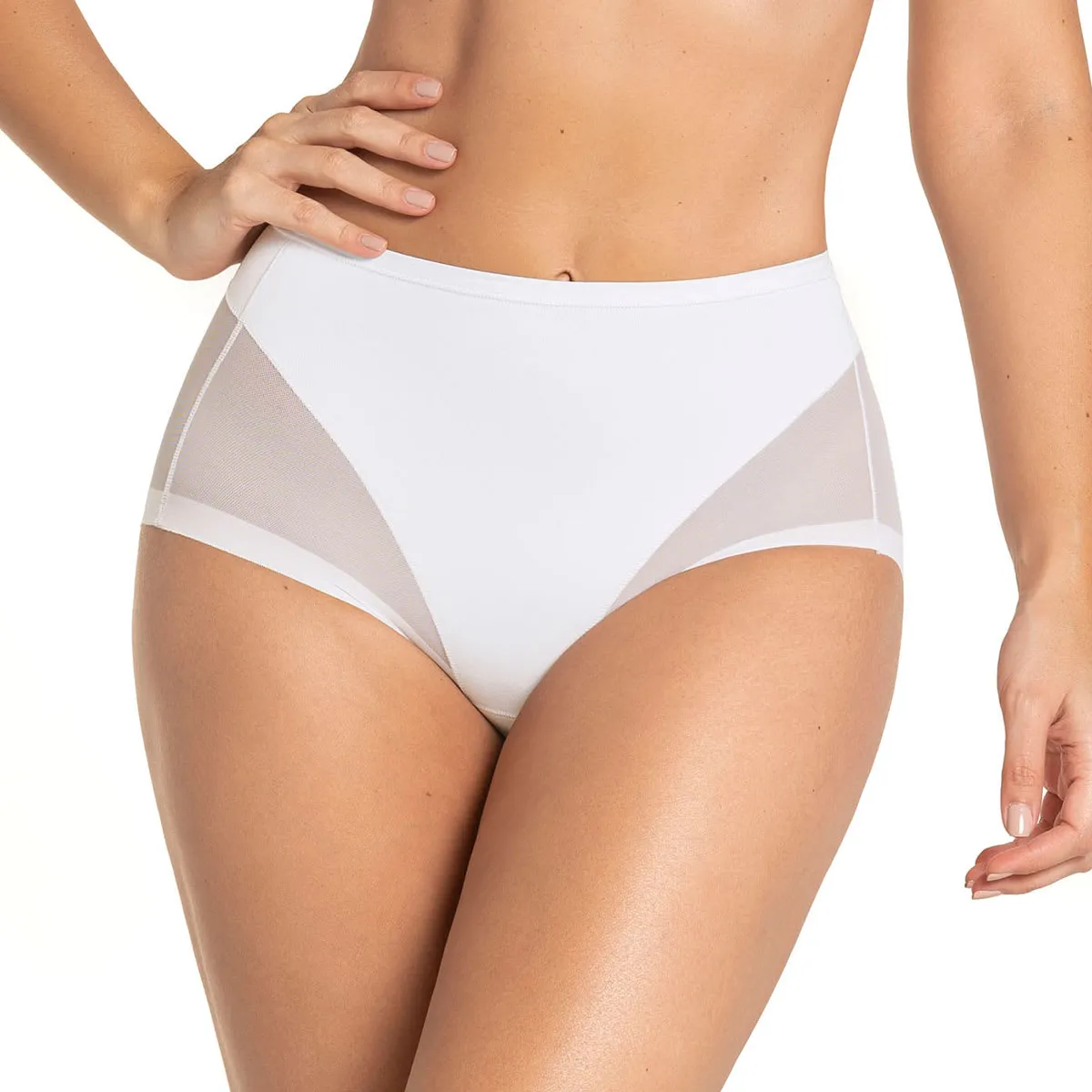 LEONISA - Leonisa Calzón clásico invisible con tul 012657 Blanco