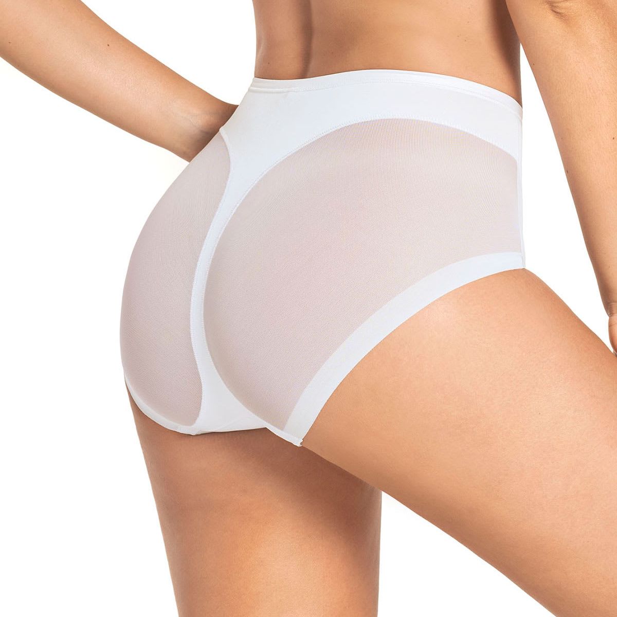 LEONISA - Leonisa Calzón clásico invisible con tul 012657 Blanco