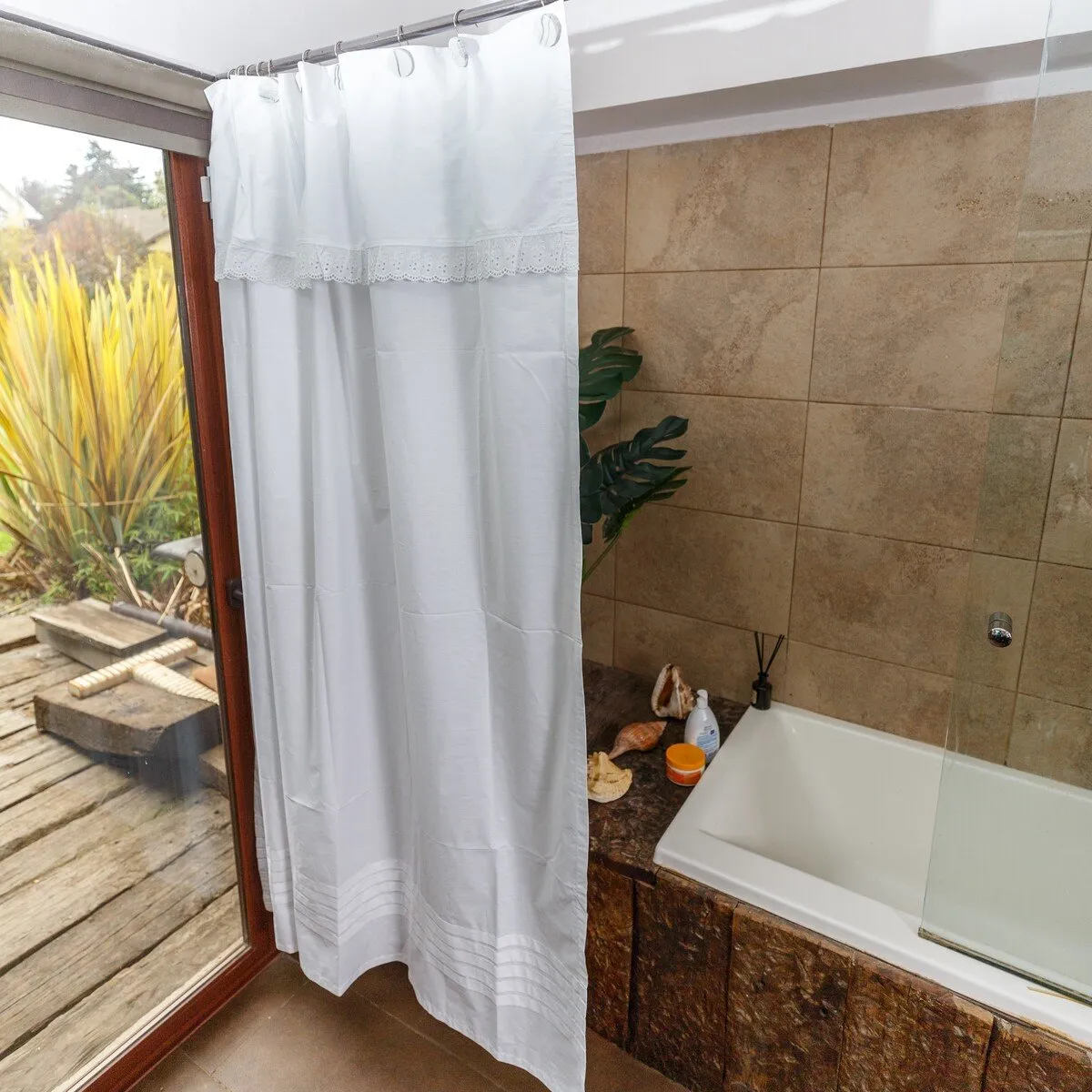 CASA CECILIA - Cortina de Baño Blanca Clásica 180x180 Casa Cecilia