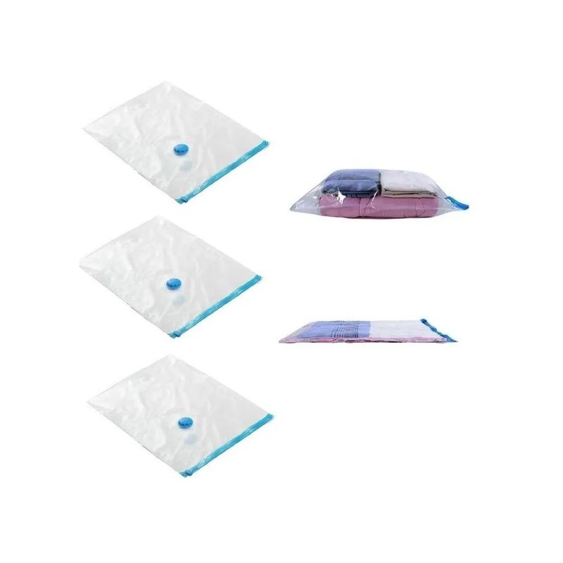 GENERICO - Pack X3 Bolsas Al Vacio Ropa Closet Salva Espacio 90x120cm
