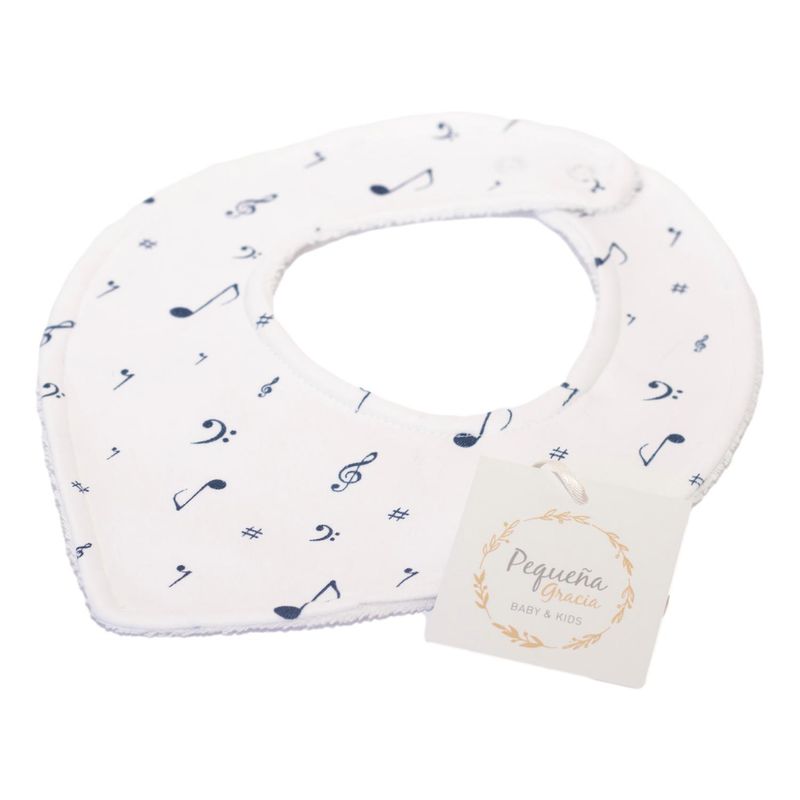PEQUEÑA GRACIA - Babero Bandana Notas 100 Algodón Pima