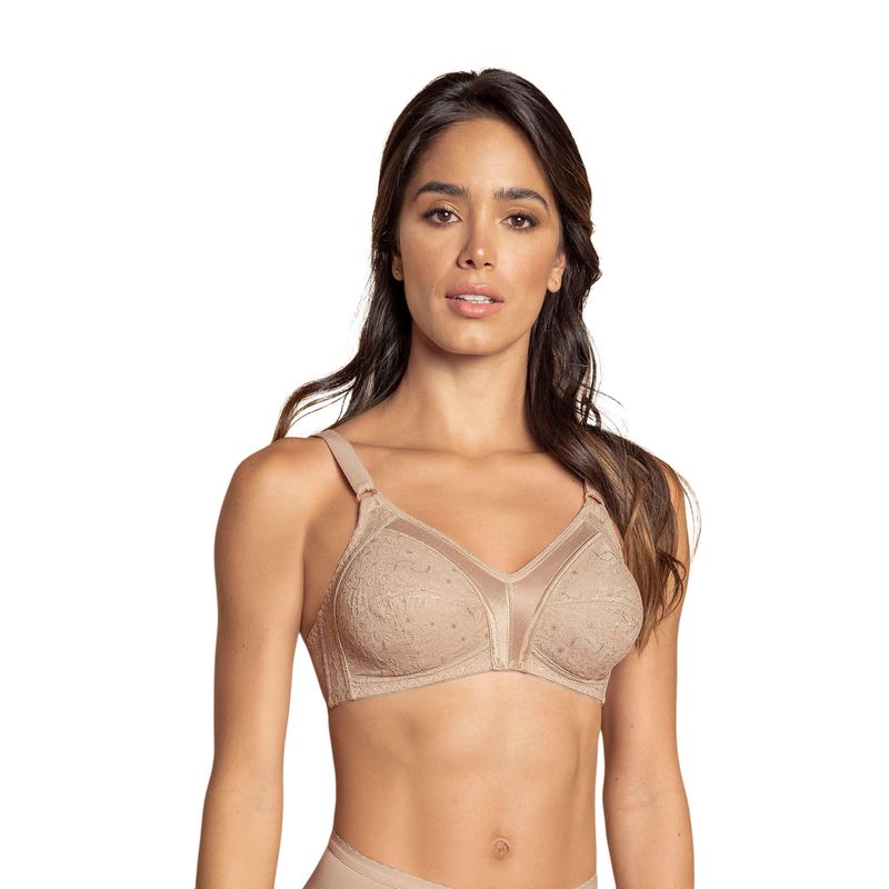 LEONISA - Sostén con copas completas en encaje de buen cubrimiento 71239 Café Claro