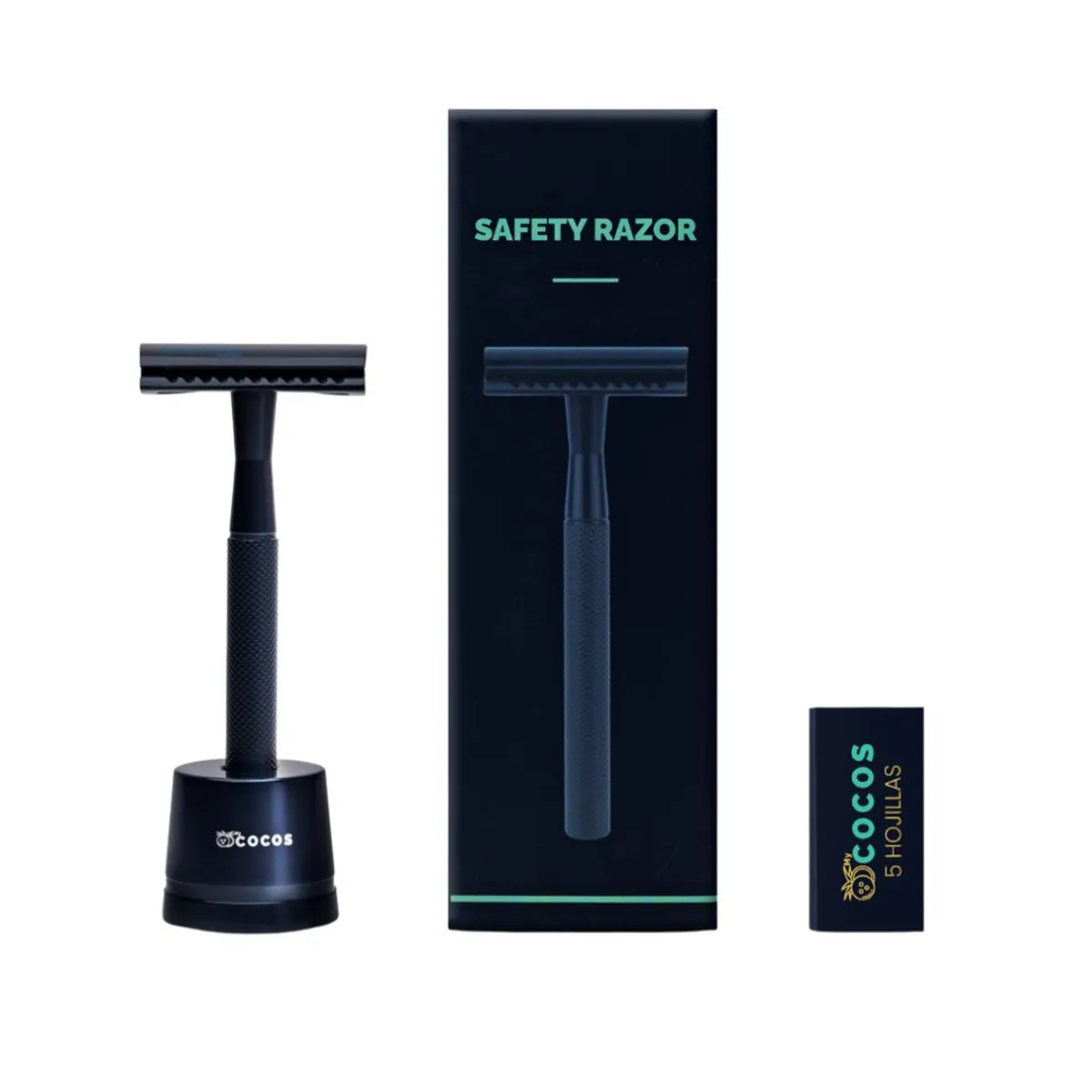 MYCOCOS - Maquinilla De Afeitar Doble Filo De Seguridad + 5 Hojillas