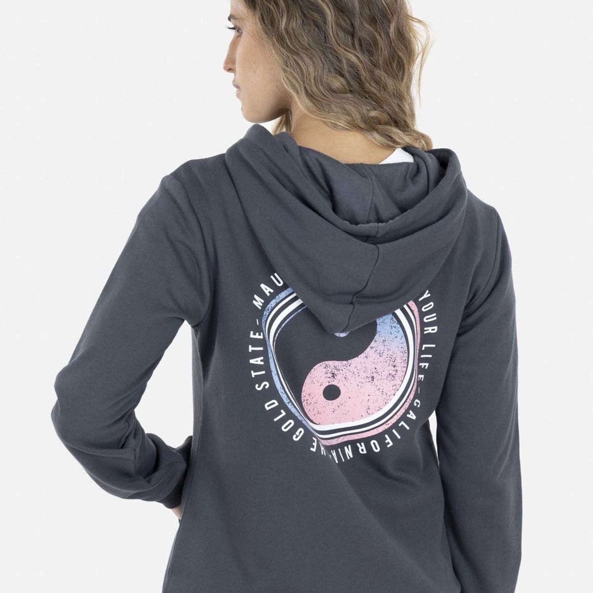 MAUI AND SONS - Poleron Fullzipper THE GOLD STATE FZ Mujer Gris Oscuro Maui and Sons