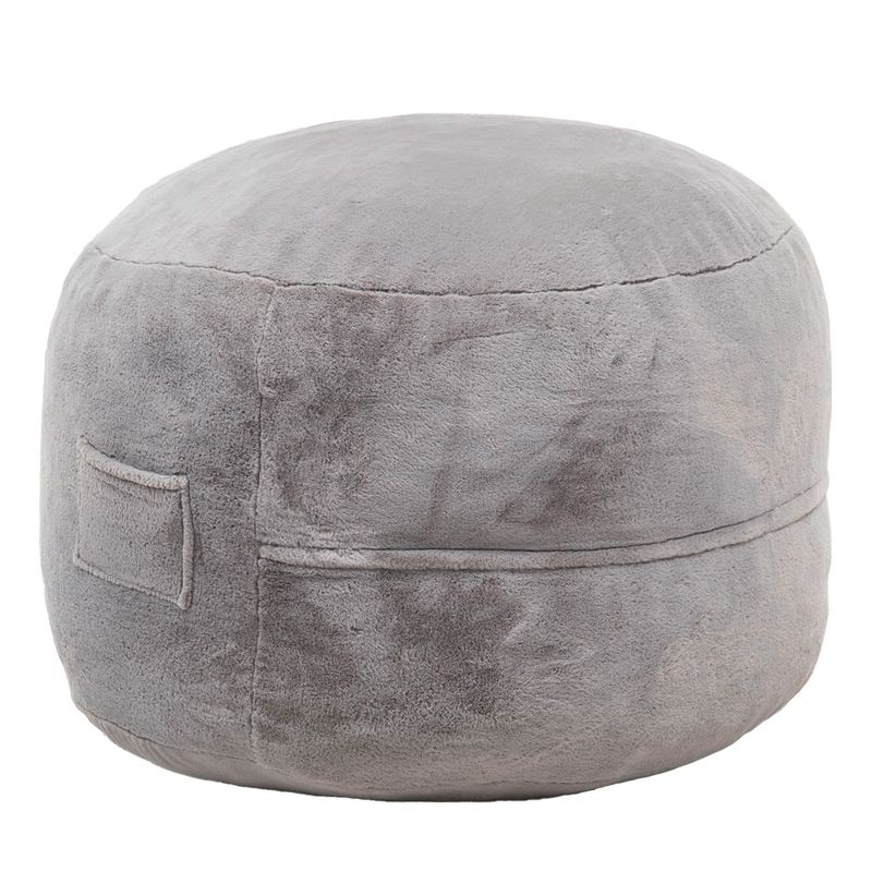 RELAN - Pouf / Puff Faux Redondo Gris Suave Relan