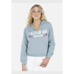 MAUI AND SONS - Poleron CALIFORNIA FLOWER HOODIE Mujer Celeste