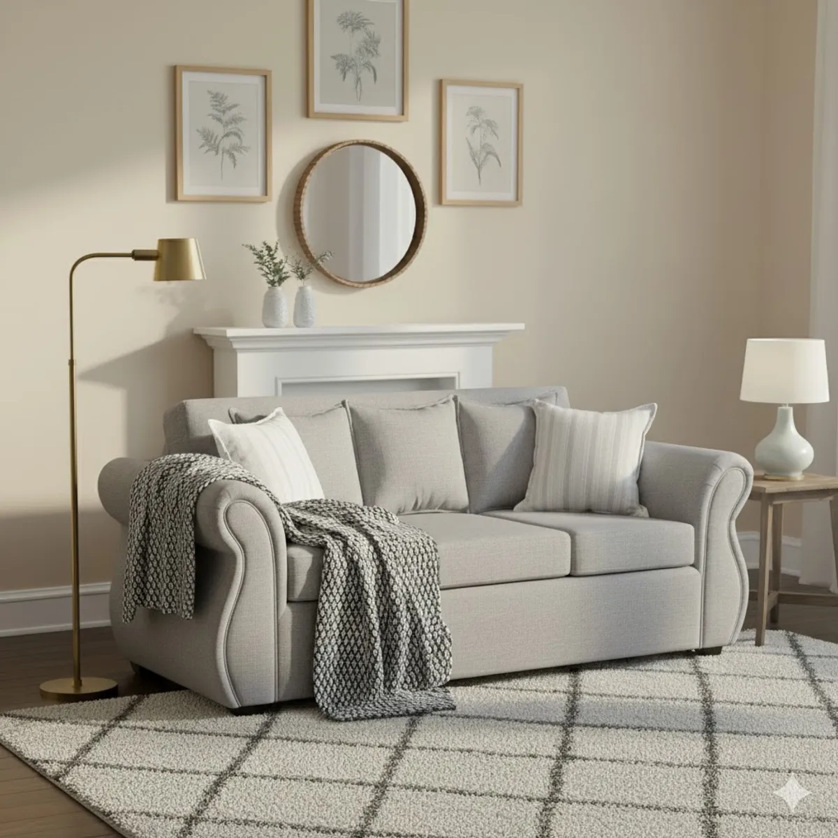 SITIAL HOME - Living 311 Facundo gris claro Sofa  cuerpos + 2 Sitiales madera