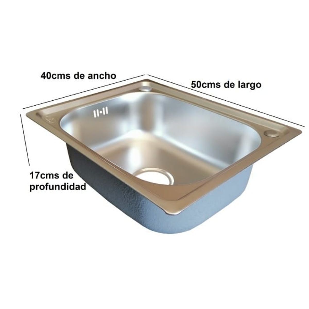 GENERICO - Lavaplatos acero inoxidable 50x40 sobre cubierta