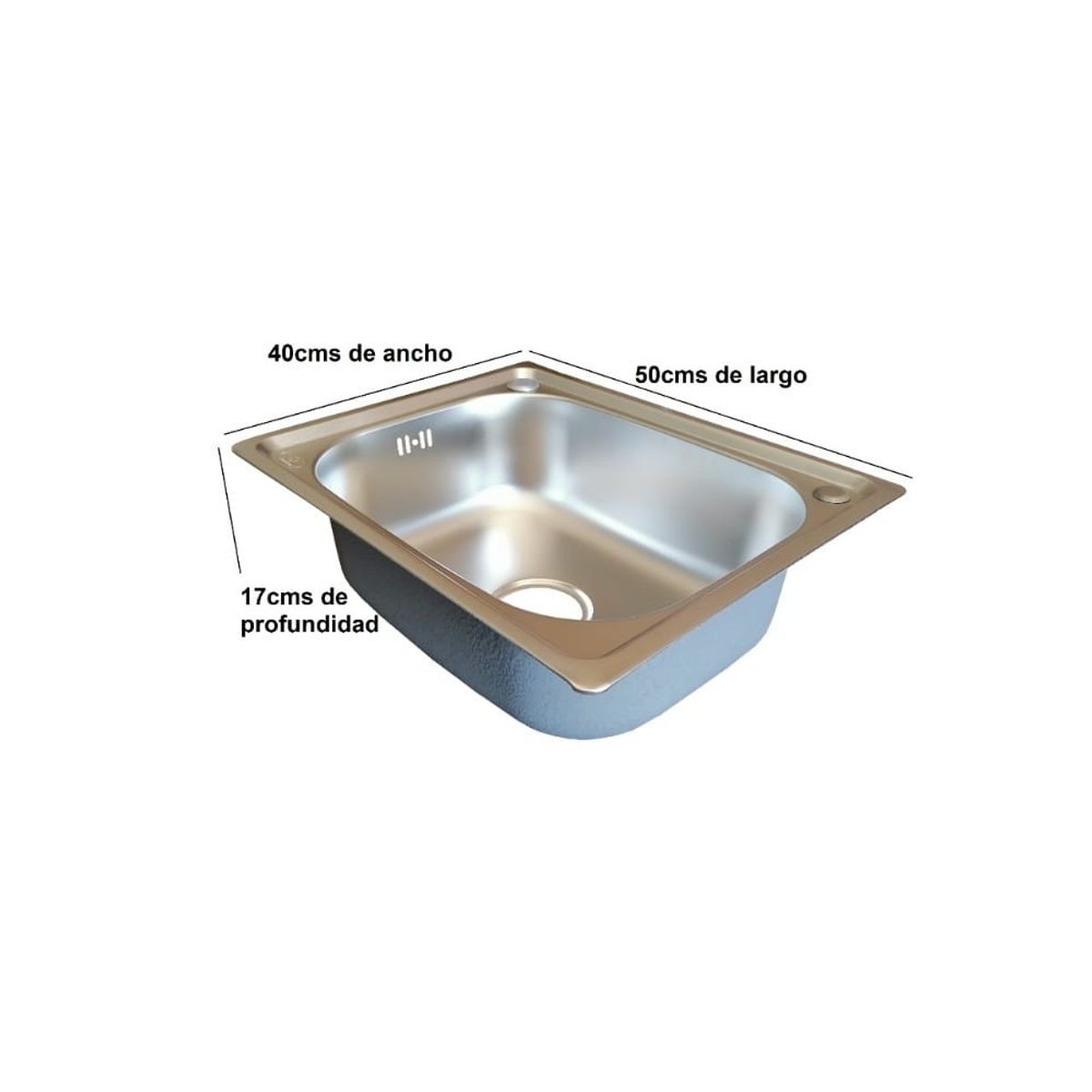 GENERICO - Lavaplatos acero inoxidable 50x40 sobre cubierta