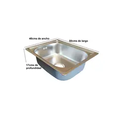GENERICO - Lavaplatos acero inoxidable 50x40 sobre cubierta