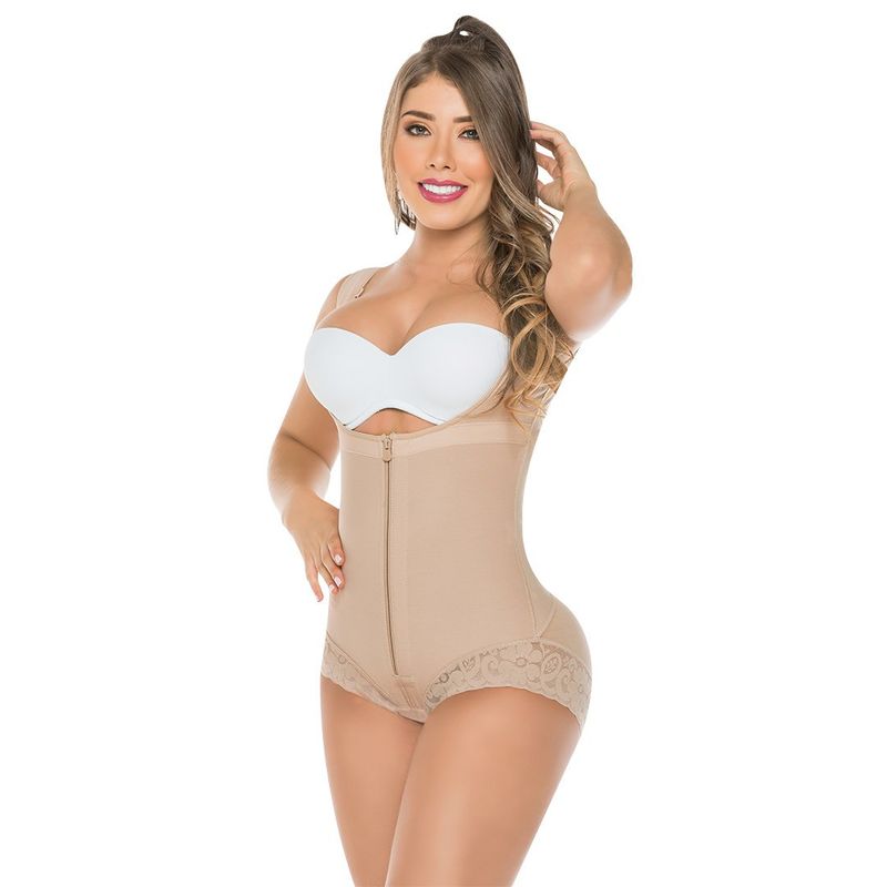FAJAS SALOME - Faja Colombiana Moldeadora  Body manga sisa y panty con encaje 411 Fajas Salome