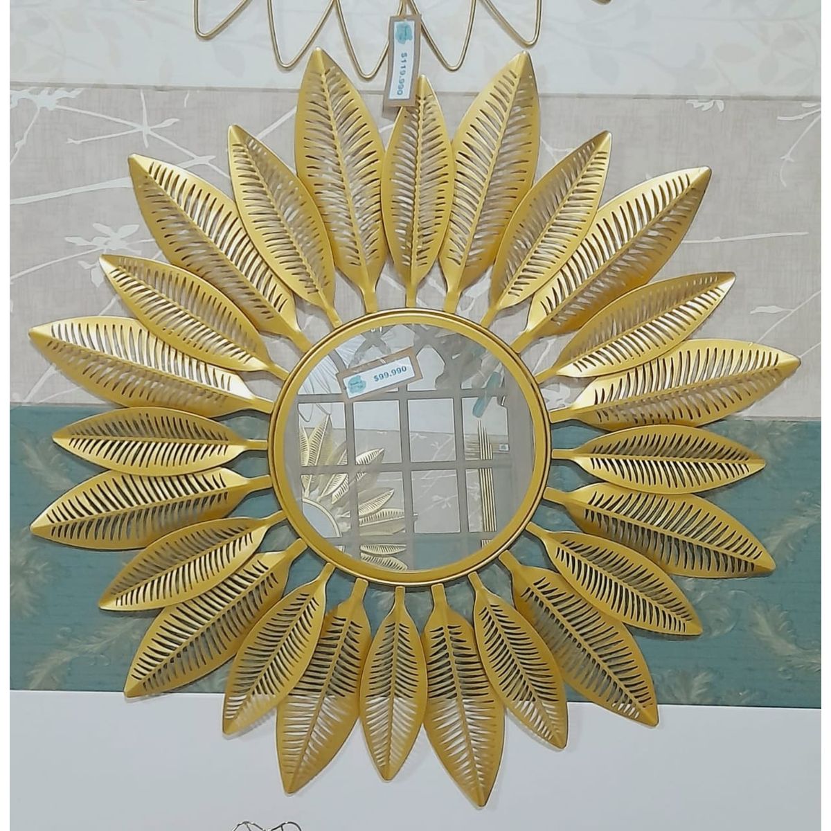 ELAB PROPIA - ESPEJO DECORATIVO HOJAS DORADAS