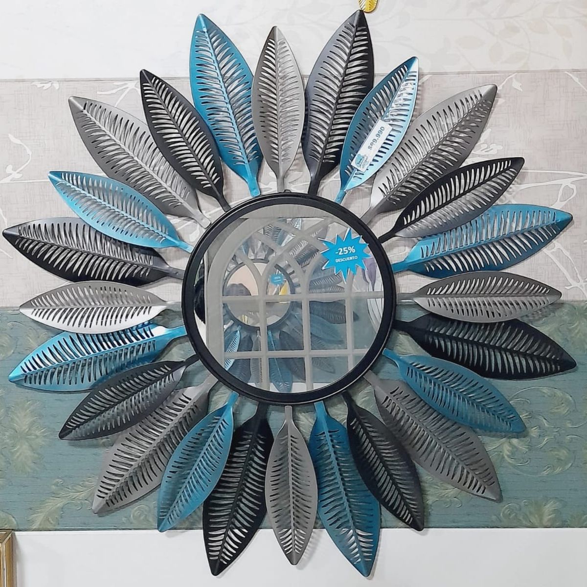 ELAB PROPIA - ESPEJO DECORATIVO HOJAS CALIPSO Y PLATEADO