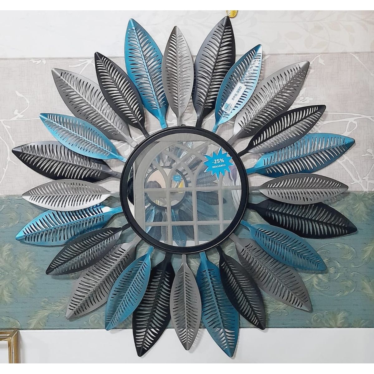 ELAB PROPIA - ESPEJO DECORATIVO HOJAS CALIPSO Y PLATEADO