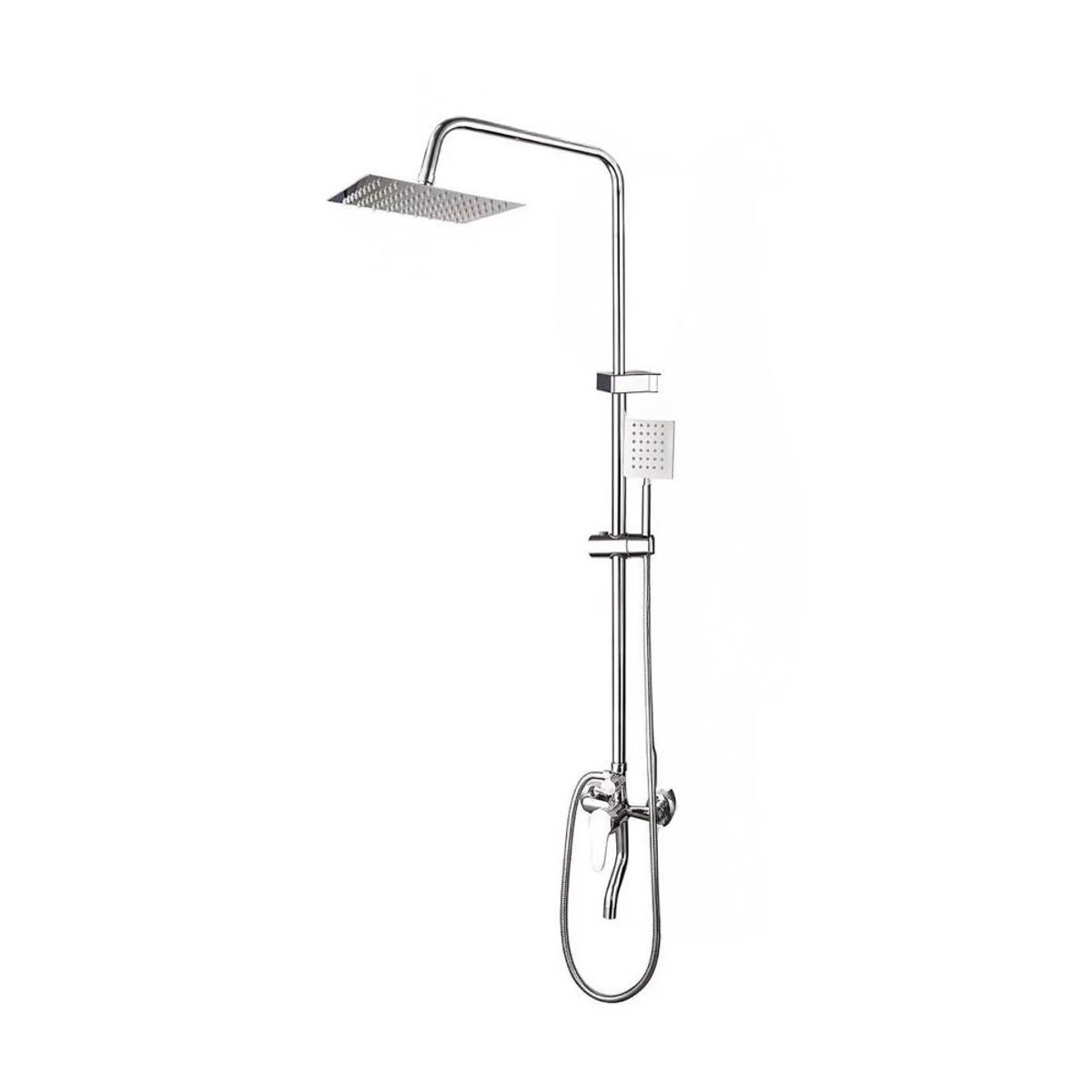 DETODOYMAS - Columna Ducha Tina Llave Monomando 2 en 1 Moderna Cuadrada - Gris