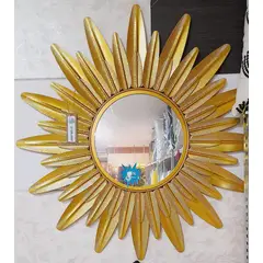 ELAB PROPIA - ESPEJO DECORATIVO 2 FILAS DE PLUMAS DORADAS