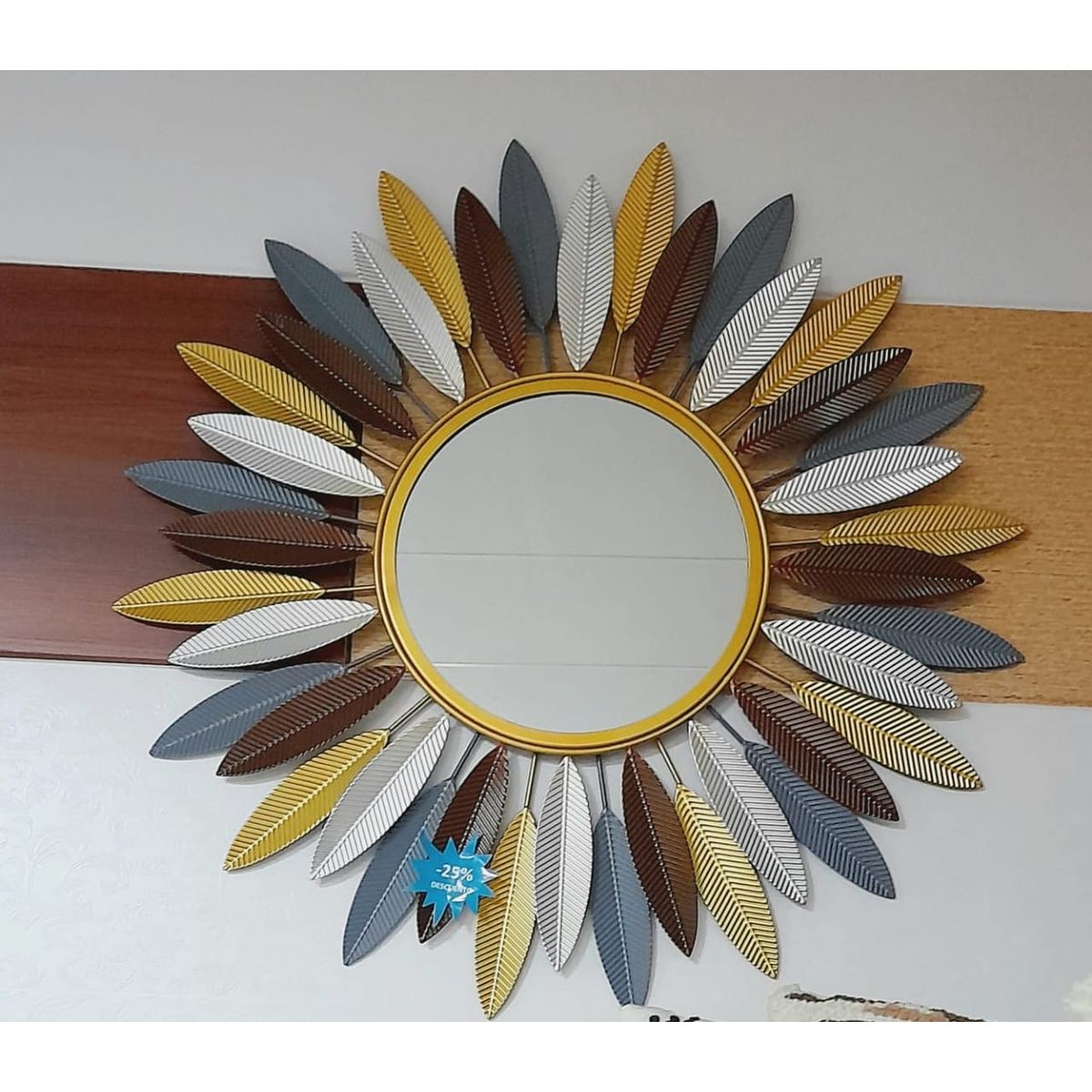 ELAB PROPIA - ESPEJO DECORATIVO PLUMAS DE COLORES