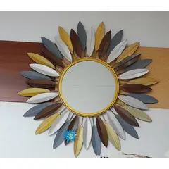 ELAB PROPIA - ESPEJO DECORATIVO PLUMAS DE COLORES