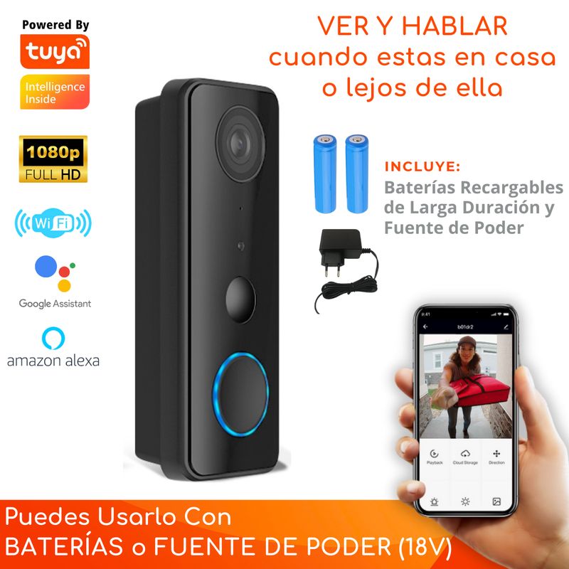 D MOTICA - Timbre Wifi Inteligente con cámara Full HD,  Audio y Detección de Movimiento