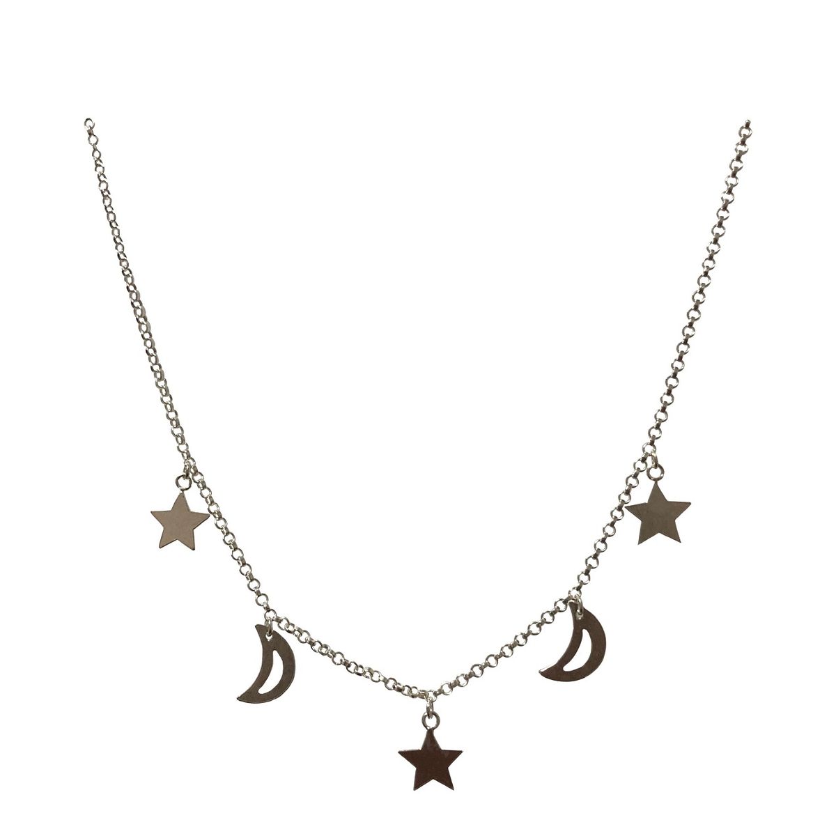 TAETHAI - Gargantilla de plata 925 lunas y estrellas