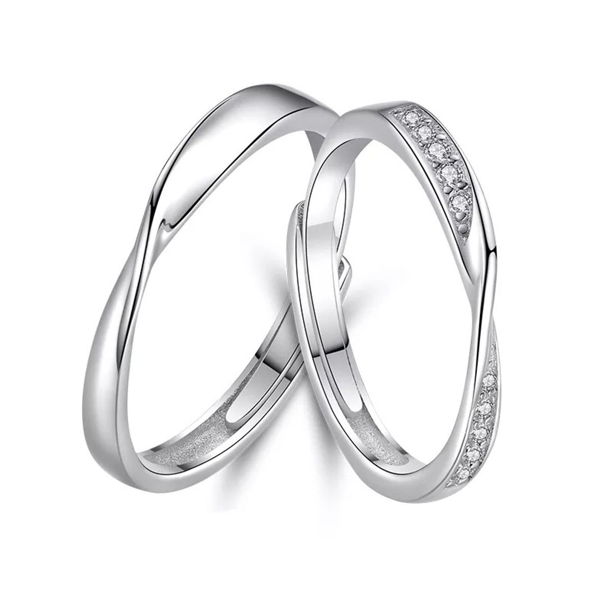 GENERICO - Anillos parejas ajustables amor ilusión plata 925